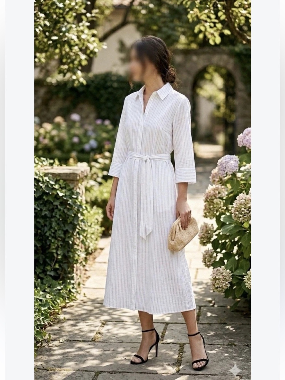 Zara Cream Striped Maxi Shirt Dress